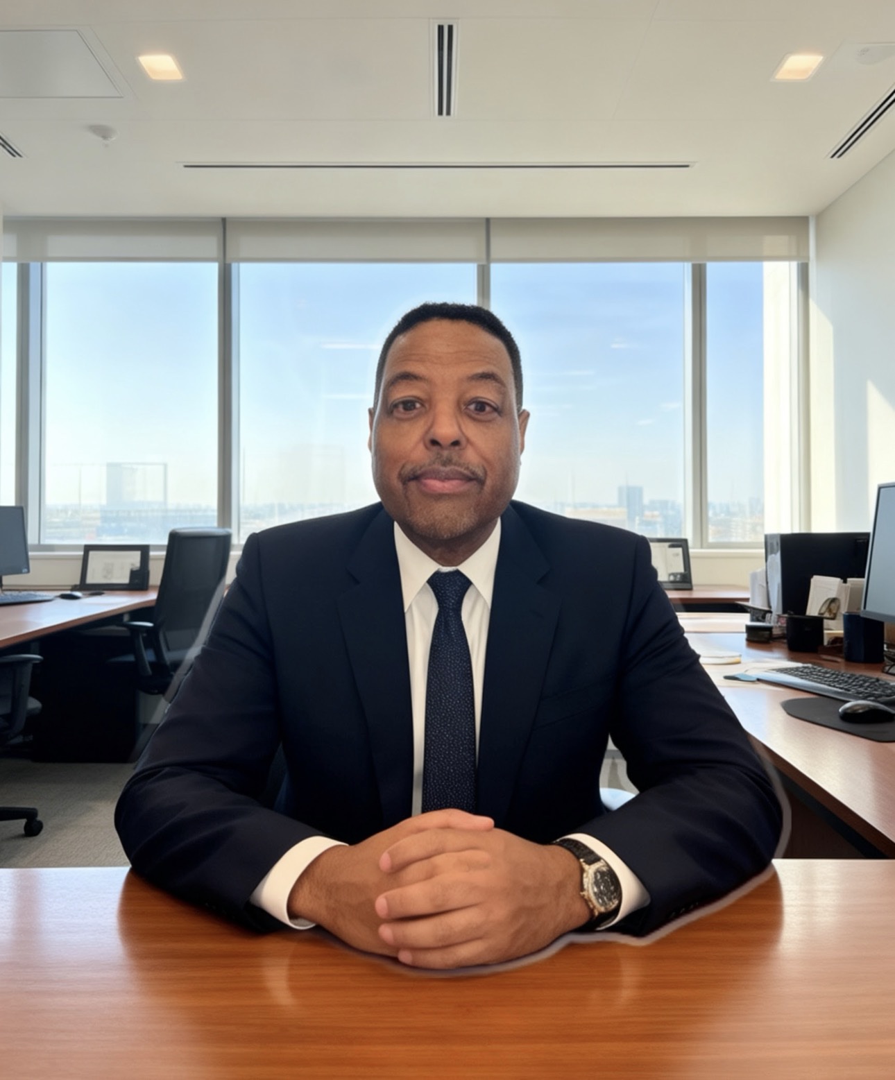 John Brown of Brown Support Services at his desk